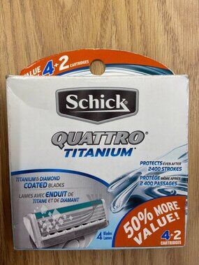 Schick Quattro Titanium Men's Razor Blade Refills, 6 Ct